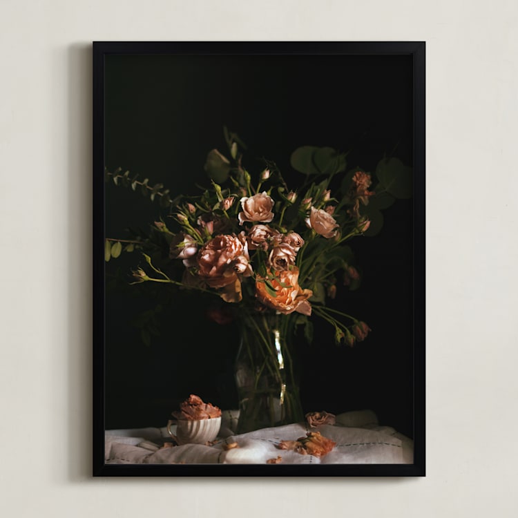 "Moody Floral Still Life" - Art Print in Moody Rose by Katie Buckman - Framed