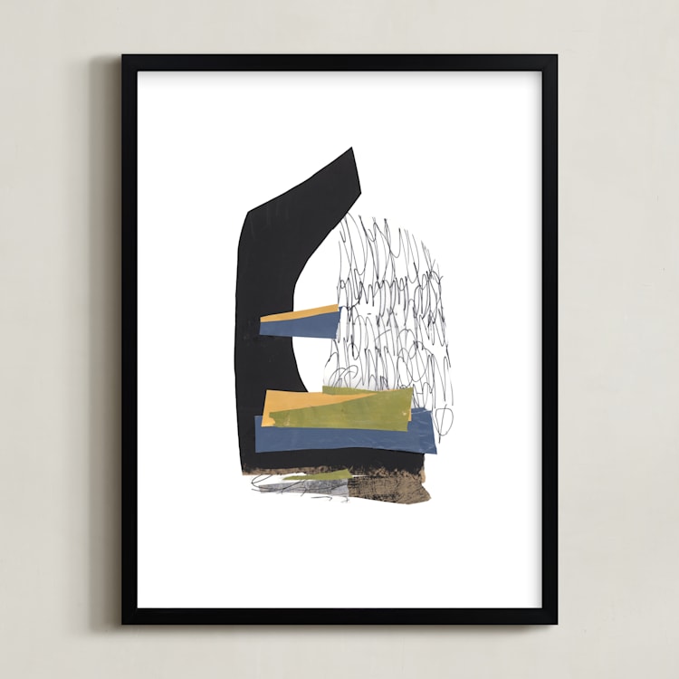 "Stacked Up" - Art Print in Ebony Moss by Pippin Schupbach - Framed