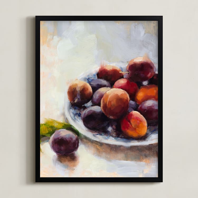 "Summer Plums" - Art Print in Plum by Wendy Keller - Framed