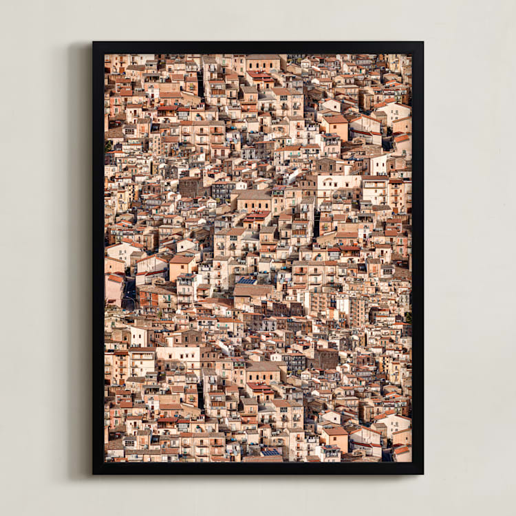 "Little Town" - Art Print in Mild Contrast by David Michuki - Framed