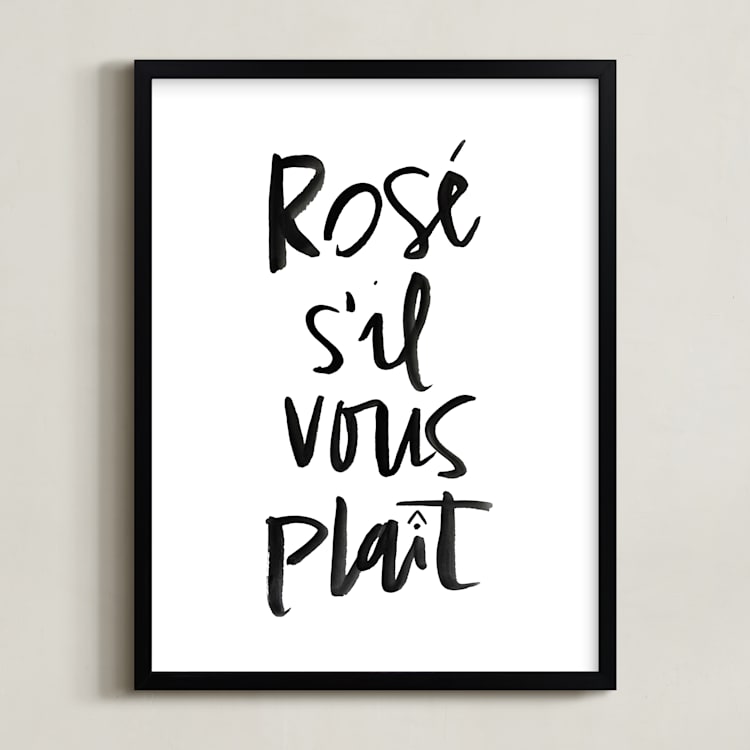 "Rosé S'il Vous Plaît" - Art Print in Snow by Annie Montgomery - Framed