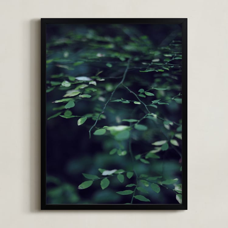 "Forest Focus" - Art Print in Deep Blue-Green by Satpreet K - Framed