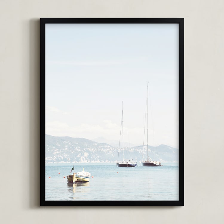 "Portofino Afternoon" - Art Print in Sky by Three Kisses Studio - Framed