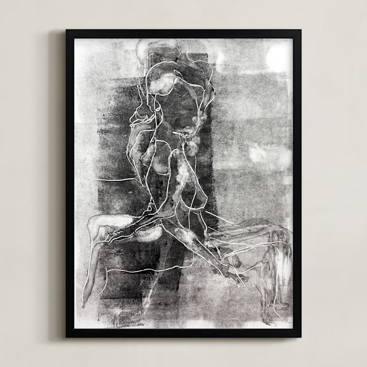 "Figure on Figure" - Art Print in Noir by Allison Belolan - Framed