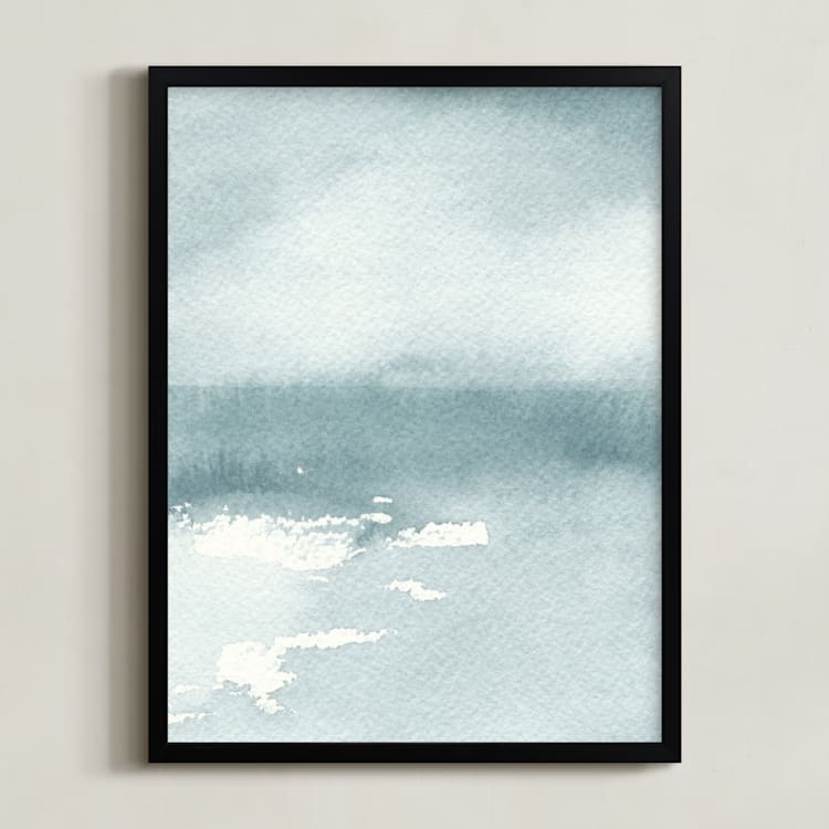 "Ice on the Lake" - Art Print in Ice Blue by Renee Anne Bouffard-McManus - Framed