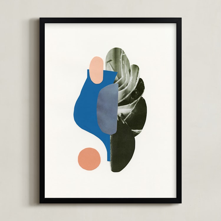 "Organic Curves II" - Art Print in Sky Blue by Field and Sky - Framed