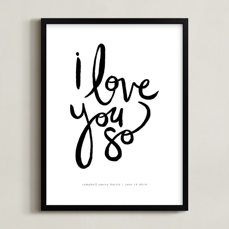 "I Love You So" - Personalized Art Print in Cloud by Kelly Ventura - Framed