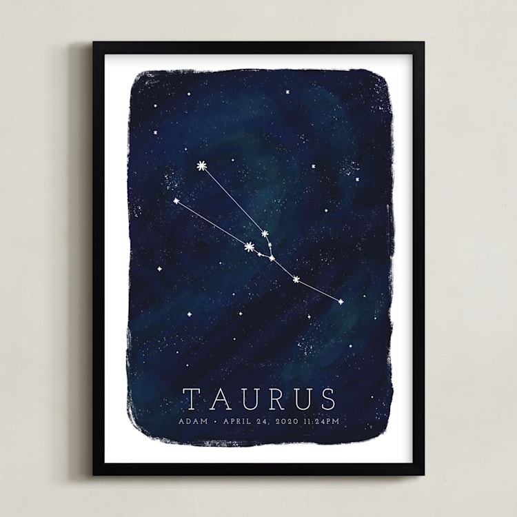"Zodiac Constellation Taurus" - Personalized Art Print in Galaxy by Ashley Presutti Beasley - Framed