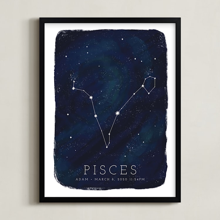"Zodiac Constellation Pisces" - Personalized Art Print in Galaxy by Ashley Presutti Beasley - Framed