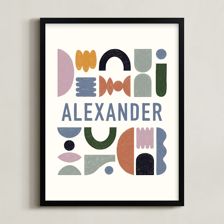 "Mid-Century Kid" - Personalized Art Print in Midcentury by Pati Cascino - Framed