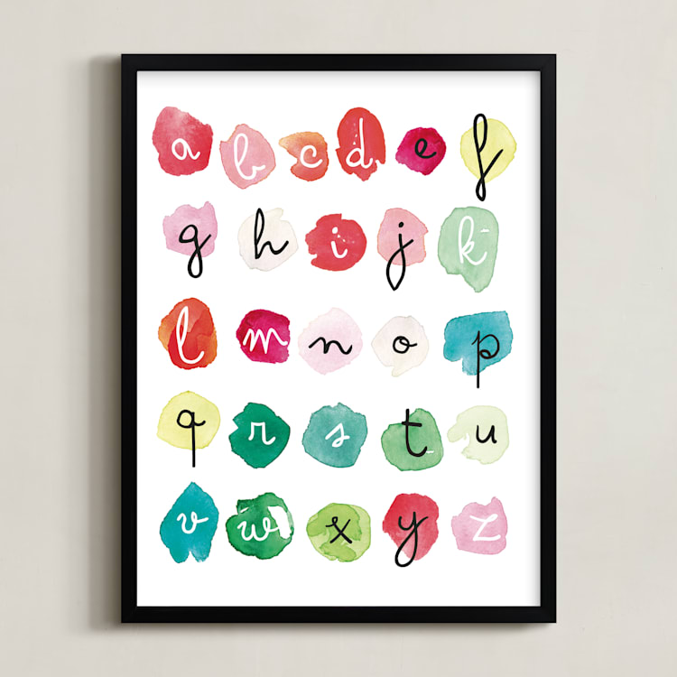 "Alpha Dots" - Art Print in Poppy Red by Kelly Ventura - Framed
