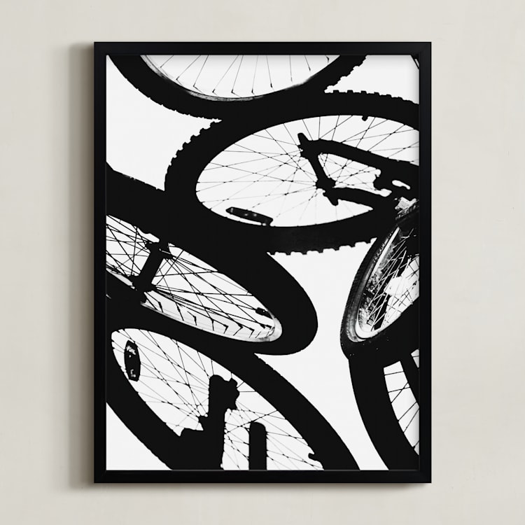 "Shadow Cycle" - Art Print in Tire by Beth Murphy - Framed