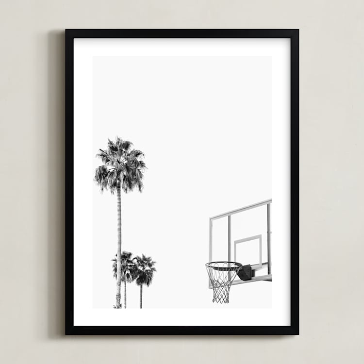 "Hoops and Palms" - Art Print in white by Irene Suchocki - Framed