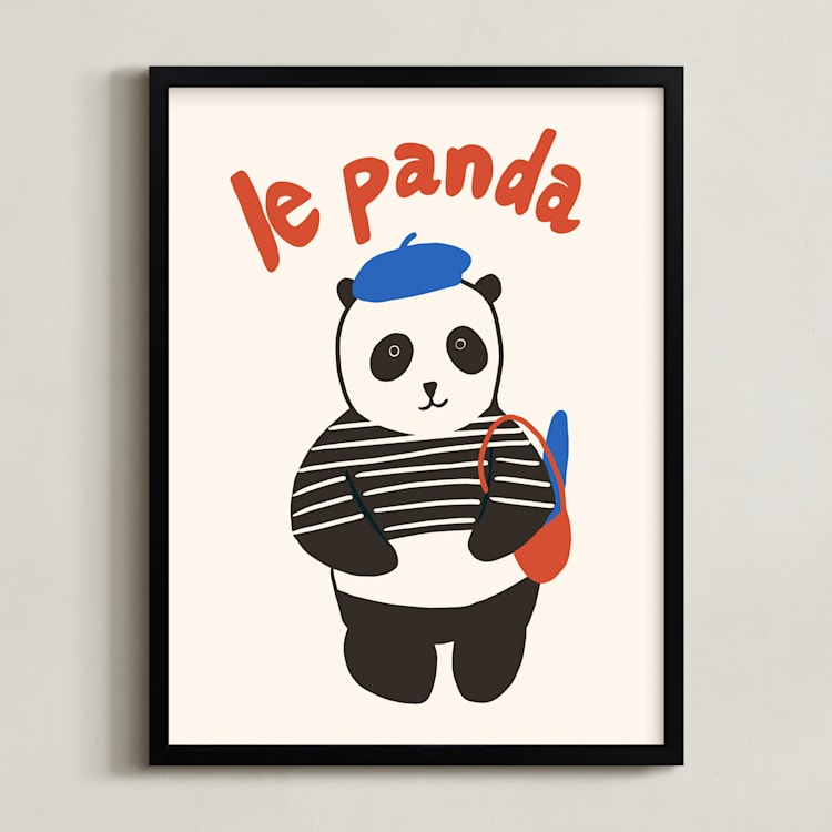 "French Panda" - Art Print in Ink by Morgan Kendall - Framed