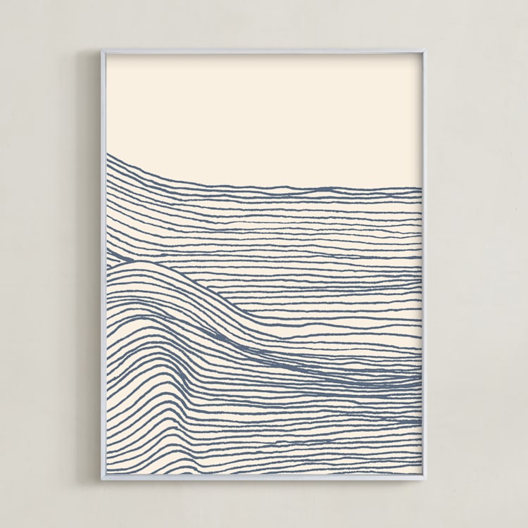 "Rolling Waves II" - Art Print in Deep Ocean by Jayne Alfieri - Framed