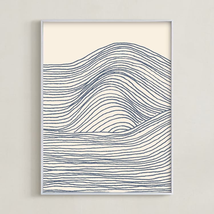 "Rolling Waves I" - Art Print in Deep Ocean by Jayne Alfieri - Framed