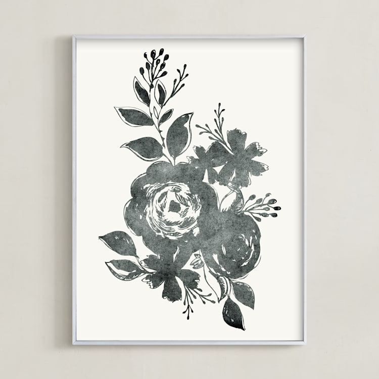 "Dark Florals no. 1" - Art Print in Ink by Alethea and Ruth - Framed
