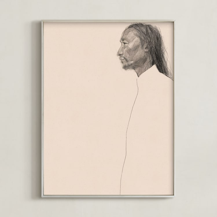 "Joseph" - Art Print in Vintage Taupe by jinseikou - Framed