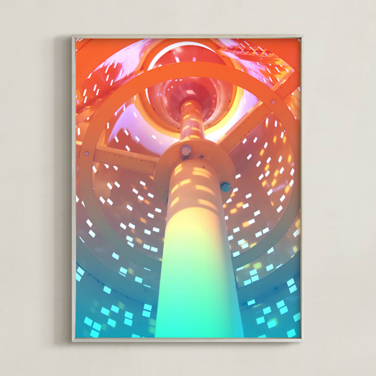 "spaceship" - Art Print in Orange-blue by Igor - Framed