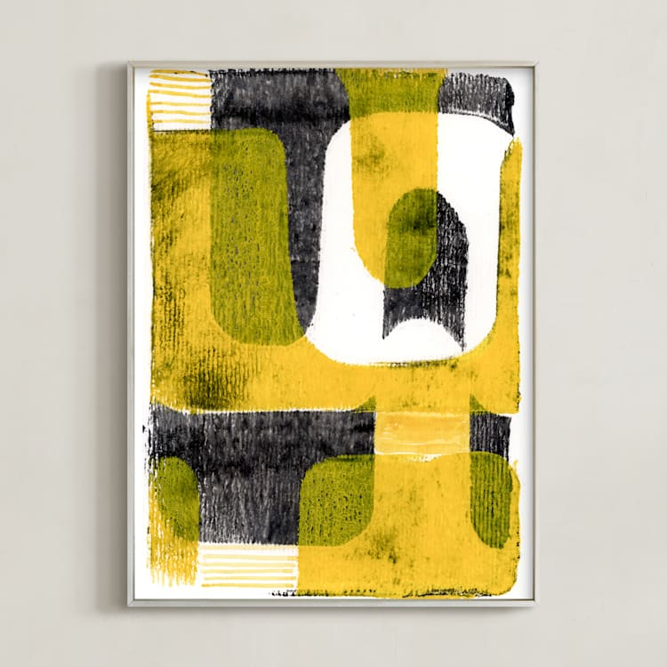 "Part of the fun 1" - Art Print in Yellow Action by Bethania Lima - Framed