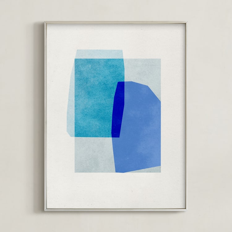 "blue abstraction" - Art Print in azure by Sumak Studio - Framed