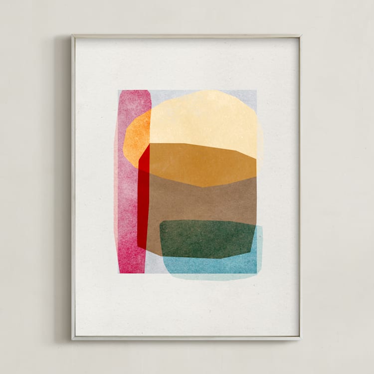"sheer shapes" - Art Print in rainbow by Sumak Studio - Framed