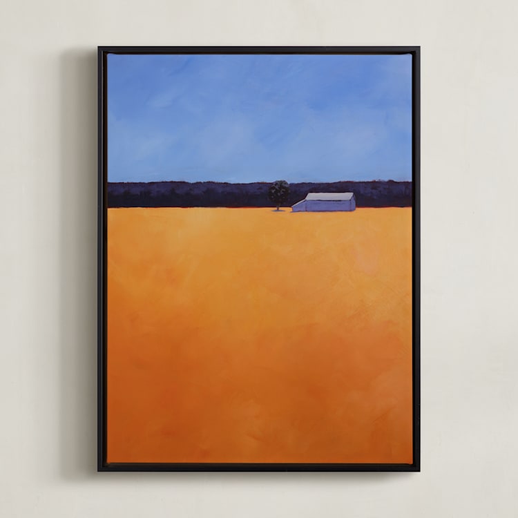 "Orange Wheat" - Art Print in Golden Orange by Carol C. Young - Framed Canvas