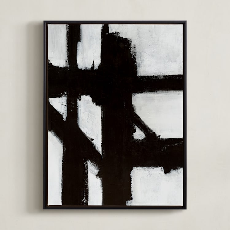 "Boxes in Boxes 1" - Art Print in Black and White by Ilana Greenberg - Framed Canvas