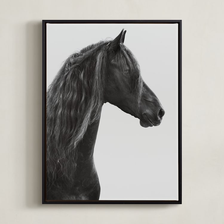 "Dark Horse" - Art Print in Black Onyx by Irene Suchocki - Framed Canvas