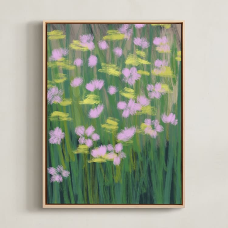 "Dancing Flowers 1" - Art Print in Meadow by Huefete - Framed Canvas