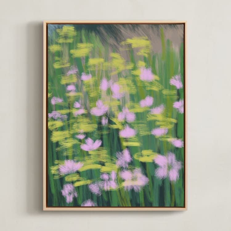 "Dancing Flowers 2" - Art Print in Meadow by Huefete - Framed Canvas