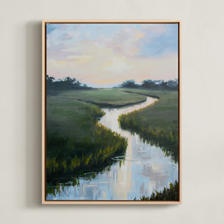 "Morning Reflection" - Art Print in Meadow by April Moffatt - Framed Canvas