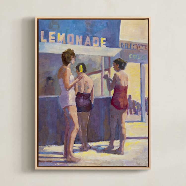 "Lemonade Stand" - Art Print in Dusty Violet by Marie Stone - Framed Canvas