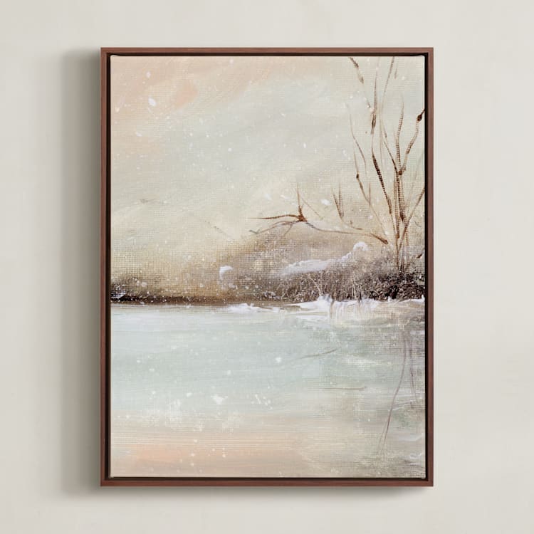 "Winter Walk 2" - Art Print in Peach by Lindsay Megahed - Framed Canvas