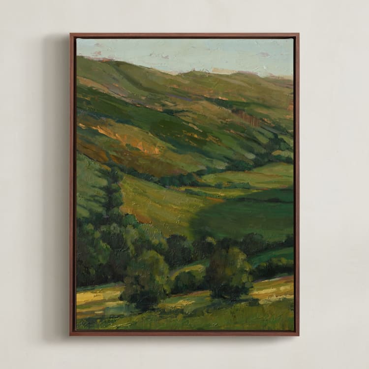 "Green Valley 1" - Art Print in Field by Wendy Keller - Framed Canvas