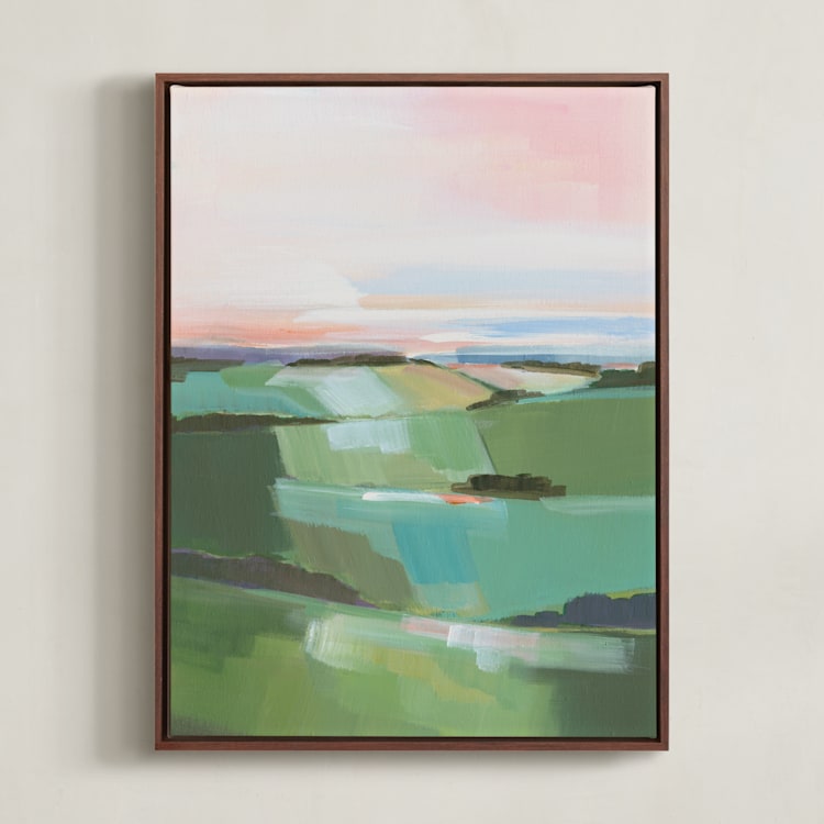 "Fields to Climb 1" - Art Print in Field Green by AlisonJerry - Framed Canvas