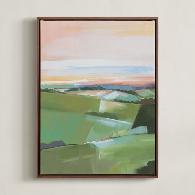 "Fields to Climb 2" - Art Print in Green Fields by AlisonJerry - Framed Canvas