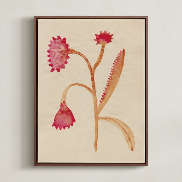 "Dream Garden Blooms 3" - Art Print in Crimson Red by Alisa Galitsyna - Framed Canvas