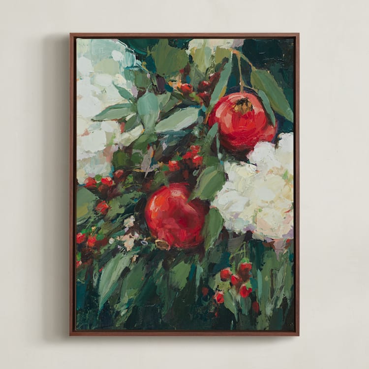 "Pomegranate" - Art Print in Crimson by Wendy Keller - Framed Canvas