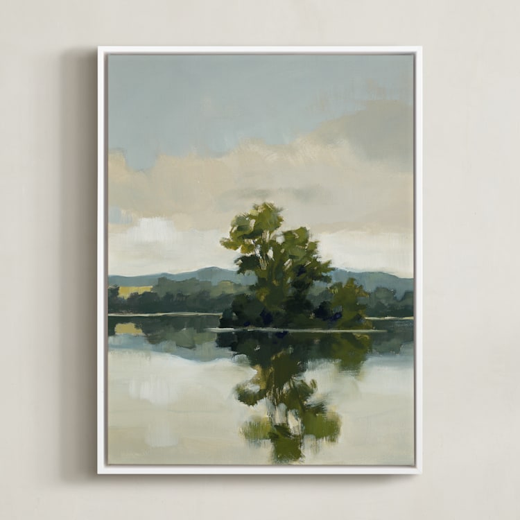 "Tranquil Waters II" - Art Print in Lake by Stephanie Goos Johnson - Framed Canvas