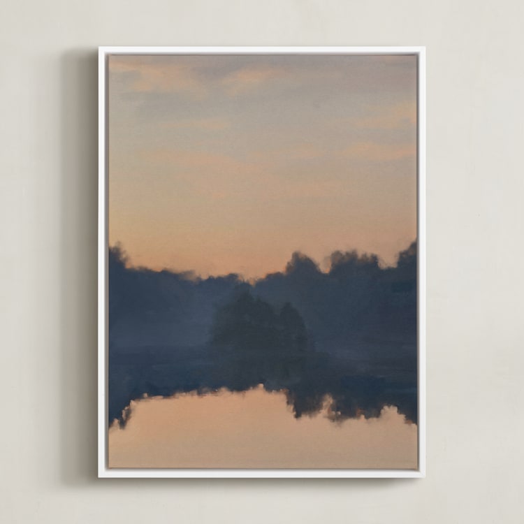 "Reflection at Sunset" - Art Print in Smoky Shadow by Christa - Framed Canvas