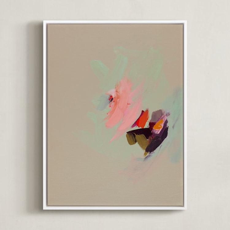 "Muted Abstract Diptych I" - Art Print in bright pink by Caryn Owen - Framed Canvas