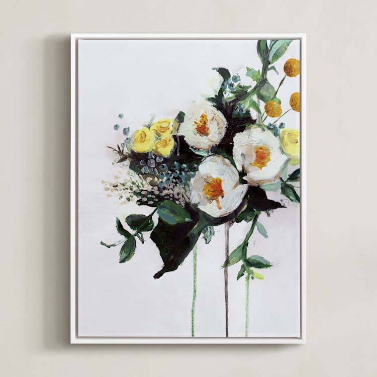 "White Flowers" - Art Print in Poppy by Kirsta Benedetti - Framed Canvas