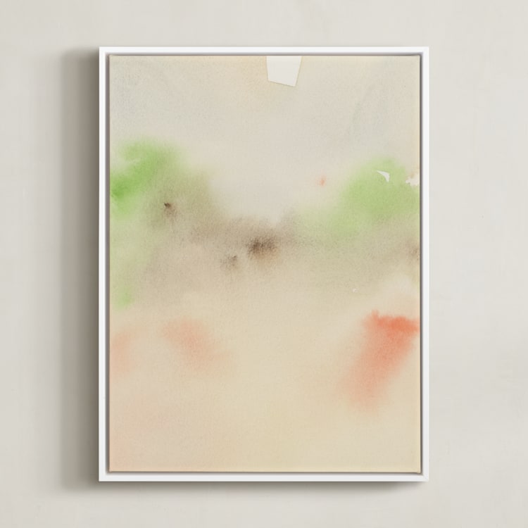 "A Secret Garden II" - Art Print in Beige by M Gloria Hunter - Framed Canvas