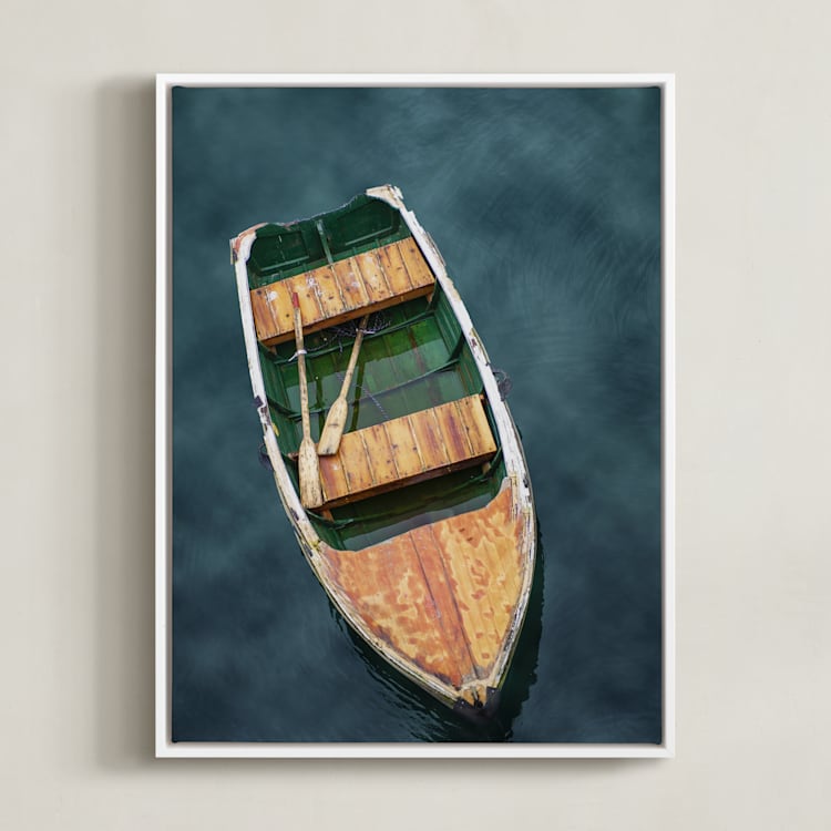 "Docked" - Art Print in Marine Blue by Tania Medeiros - Framed Canvas