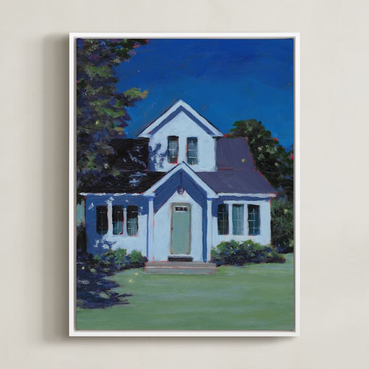 "Moonlight and Fireflies" - Art Print in Summer Night by Carol C. Young - Framed Canvas