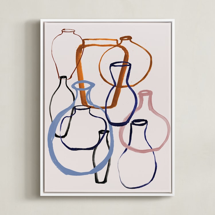 "vase outline" - Art Print in caramel by Cass Loh - Framed Canvas