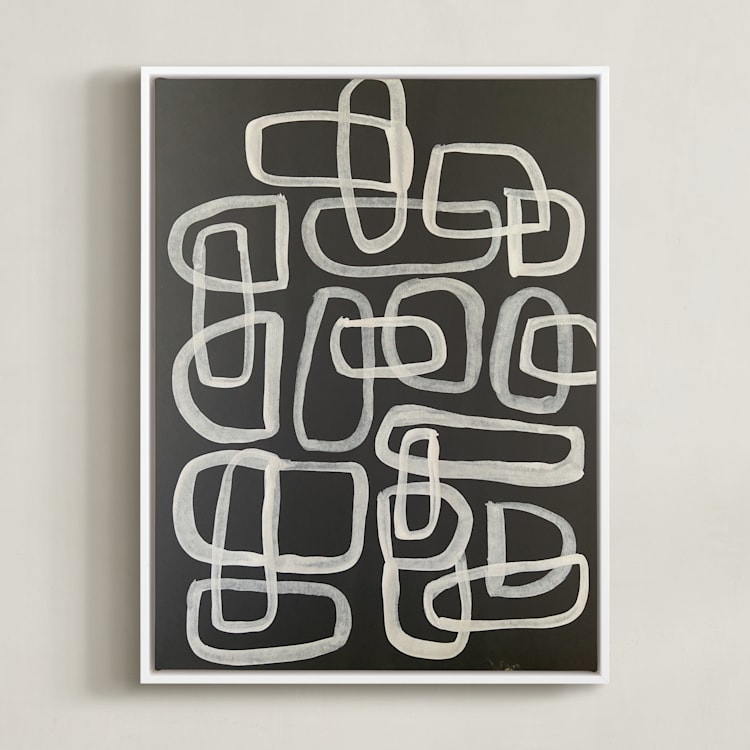 "Links and Chains No.2" - Art Print in Shades of Ecru by Deborah Velasquez - Framed Canvas