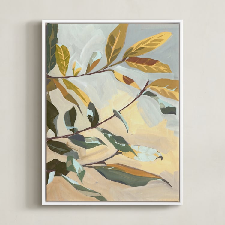 "Bay Laurel" - Art Print in Iced Tea by Khara Ledonne - Framed Canvas