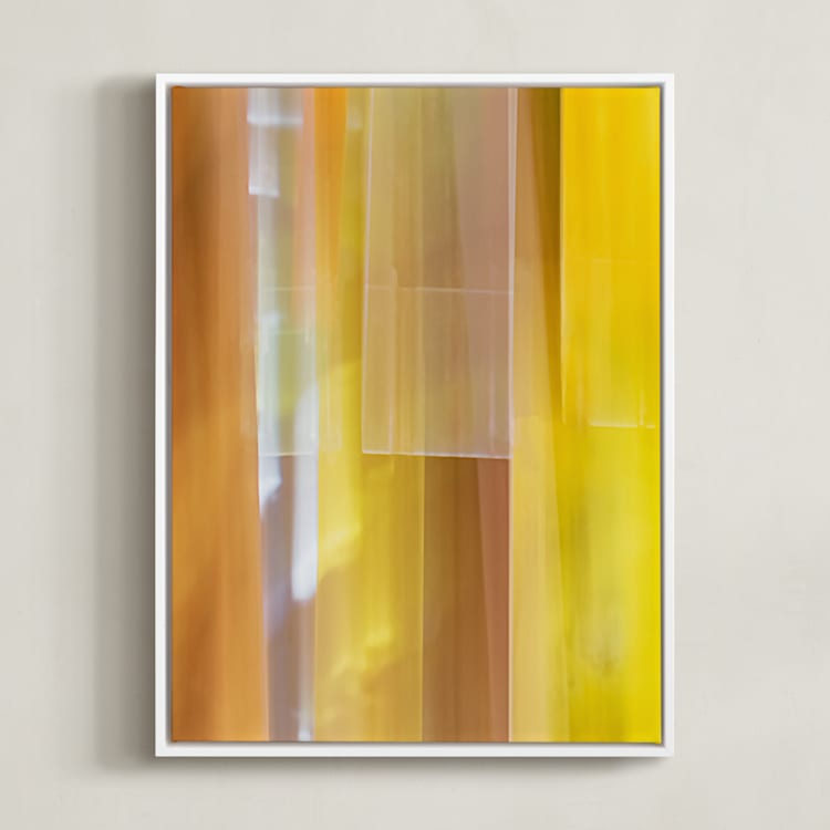 "Luminous Stripes 1" - Art Print in Golden Amber by Rebecca Rueth - Framed Canvas